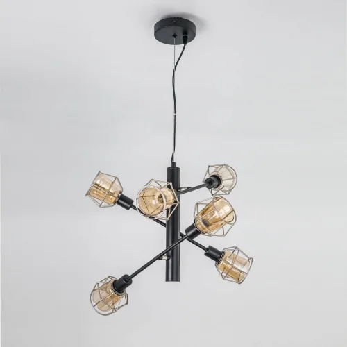 Светильник подвесной лофт Таверна CL542161 Citilux бежевый 6 ламп, основание чёрное в стиле лофт  фото 5